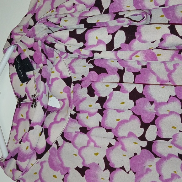 Ann Taylor Womens Printed Bow Long Sleeve & back slit/ button Blouse | Size: M - Picture 4 of 6